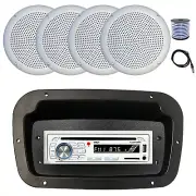 Pyle Marine CD Radio, Adapter,Spa Bezel,Antenna,Wire, 4x 5.25" 20W White Speaker
