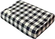 Cotton Pillow Case Cover for Latex, Neck Memory Foam & Contour Flip Cervical Pillows, with Hidden Down Zipper for Face Protector (White Black Plaid Print, Cover Only)