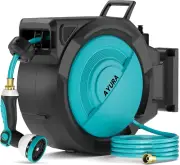 Retractable Garden Hose Reel, 1/2 Inch X 100 Ft Water Hose Reel Wall Mounted, UV