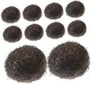 CLISPEED 10Pcs Rattan Bird Nest Decor Artificial Decorative Nest for Garden and Home Craft for Decoration and Photo Props