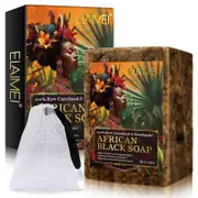 unbrand African Black Soap, 100% Raw Unrefined & Handmade African Black Soap, African Black Soap Bar for Body to Cleanse, Soothe & Refresh 1pc
