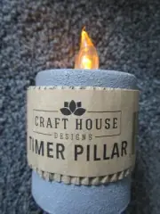 Cement Look Flame Timer Pillar, 2.25" x 2.5" Item: G84667 TIMER CANDLE NEW