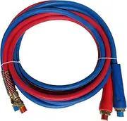 12 ft Heavy Duty Red & Blue Rubber Air Line Hose Assembly with Dura Grips