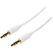 StarTech.com 1m White Slim 3.5mm Stereo Audio Cable - Male to Male - Listen to your iPod® / MP3 player on your car or home s