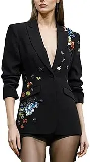 [Zadaos] Women Blazer Flower Single Buttons Long Sleeve Ladies Blazer Coat Fashion Slim Suit Jacket