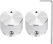 sourcing map 2 Pcs Aluminium Potentiometer Knobs, 3/16"(4mm) IDx7/8(20mm) ODx5/8(15.5mm) Height Universal Volume Tone Control Knobs for Guitar, Bass, Arrow Indicator, Silver