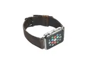 For Apple Watch Series 4,40-mm Case,Genuine Leather Oil Wax Rounded Strap,Dark Brown