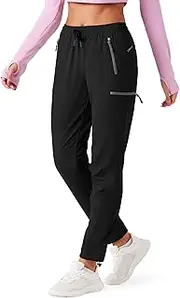 [URBEST] Women's Hiking Cargo Pants Outdoor Lightweight Quick Dry Water Resistant UPF 50+ Capris Pants with Zipper Pockets