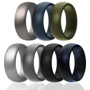 ROQ Silicone Wedding Ring Set - Metal-Camo by ROQ for Men - 7 x 11 mm Ring