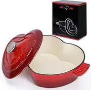 [MIAMIO] Enameled Cast Iron Dutch Oven in Heart Shape Non Stick Pot/Present for Christmas, Suitable for All Heat Types + Oven (3 L, 24 cm)