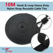 10M Hook & Loop Heavy Duty Nylon Strap Reusable Cable Ties Grip PC TV Tidy Wrap