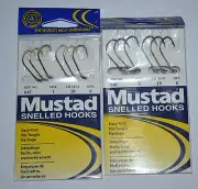 Lot 2 Pack New Mustad Snelled Fish Hooks Size 1 641 Bronze