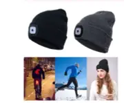 Warm Beni Winter Hat LED Headlamp Knit Beanie Hands Free Head Torch Flashlight