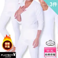 在飛比找momo購物網優惠-【PLAYBOY】3件組 純棉親膚保暖內搭系列-廠出(圓領/