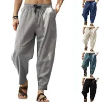 在飛比找ETMall東森購物網優惠-Linen fitness pencil pants and