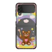 Galaxy Z Flip4 Impact Case Hamburger bear on the rainbow and clouds by Skylar Kim