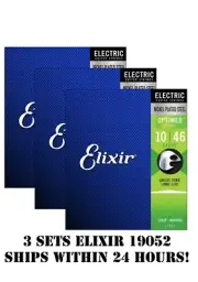 *3 SETS ELIXIR 19052 OPTIWEB COATED ELECTRIC GUITAR STRINGS LIGHT - 10-46*