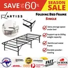 Folding Bed Frame Single Metal Bed Base Portable Prevents Sagging Mattress
