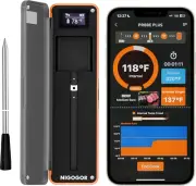 Wireless Meat Thermometer, Bluetooth, Thinnest Probe, for BBQ, Grill, Smoker