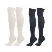 Nevenka 2Packs Women Extra Long High Socks Knit Warmers Thick Tall Long Boot Stockings Leg-WhiteNavy