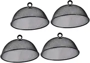Generic 4pcs Stainless Steel Food Cover Camp Giant Mesh Food Cover Mesh Food Covers Reusable Picnic Food Umbrella Food Netting for Food Fruit Bowl Table Food Covers Outdoor Food Tent Black