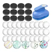 Fridge Glass Magnet Craft Set Includes Craft 1Inch Paper Punch Round Ferrite Ceramic Magnets for DIY Fridge Magnet Craft As Shown