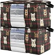 sanluoli 60L 2 Pack Under Bed Shoe Organizer with Reinforced Handles, clear window Closet Blanket Storage Organizer