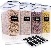 FOOYOO Cereal Containers Storage Set - 4 Piece Airtight Large Food Storage Containers(135.2oz), BPA Free Dispenser Plastic Cereal Storage Containers