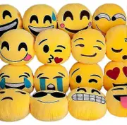 Emoji Pillow Soft Plush Emoticon Round Cushion Stuffed Toy Kids Birthday Gift For Car Office Home