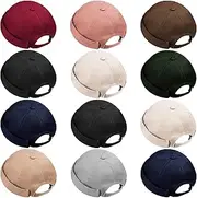 [Vabean] 12 Pieces Brimless Hat Docker Cap Adjustable Skull Caps for Men Rolled Cuff No Brim Hats
