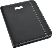 Arpan Black Leather Look A4 Zipped Conference Folder with Calculator & Pad/Executive Portfolio