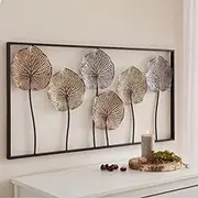 Metal Wall Arts Dandelion Framed Wall Arts Hanging Home Decor Garden Outdoor Fence Decor Lotus Leaf