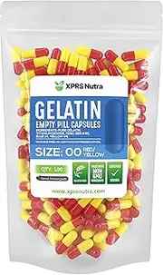 XPRS Nutra Size 00 Empty Capsules - 100 Count Empty Gelatin Capsules - Empty Pill Capsules - DIY Capsule Filling - Fillable Pill Capsules Empty Gel Capsules Empty Gel Caps (Red/Yellow)