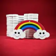 Crafting Supplies Painted Wooden Rainbow Clouds Kids Cute Kawaii American Pride