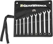 Gearwranch 12 Point Long Pattern Combination Metric Wrench 9-Pieces Set with Tool Roll