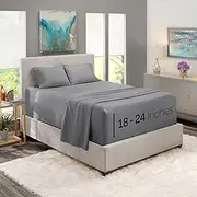 Nestl Extra Deep Pocket King Size Sheets - Fits 18-24 Inch Mattresses, 4 Piece Set, Grey