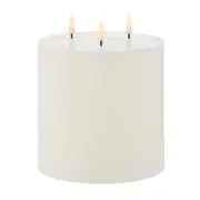 Amalfi Hughe LED Flickering Pillar Candle 3 Wicks Rustic White 15x15x15cm