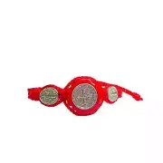 San Benito Pulsera Hilo Color Rojo Medallas Metal Ajustable Hecho a Mano NUEVO