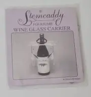 Vintage NIP Lucite Wine Bottle and Glass Holder Carrier Stemcaddy