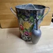 ice bucket with lid Hand Painted With Spring Flowers