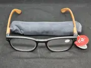 New With Case IS Gift Natural Frame Reading Glasses Grey +1.00 Lens