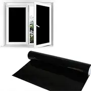 100% Blackout Static Cling Window Glass Film Privacy Protection to Block Sun Decor (90X500CM)