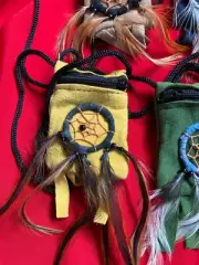 Kheops Mini Dream Catcher Zipper Yellow Crystal Keeper Feather Bag Necklace