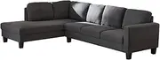 5-Seater L Shape Sofa Chaise on Left Living Room Furniture Crafted with Fabric Upholstery and Eucalyptus Wood Frame Shelter Arm Design Modern Couch for Home 86H x 281W x 84.5/197D CM Dark Grey