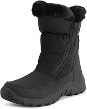 [POLAR] Womens Memory Foam Twin Zip Opening Pull On Nylon Waterproof Thick Faux Fur Lined Winter Rain Snow Boots