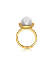 Genevive 14K Over Silver Pearl Ring