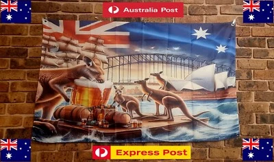Australian Flag VB Toohey's Aboriginal Art Anzac Day Lest We forget 150x90cm New
