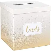 Hallmark 10" Elegant Card Receiving Box (Pearl and Gold Dots) for Weddings, Graduations, Retirements, Birthdays, Open Houses, Anniversaries