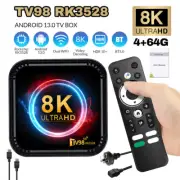 8K HD Android 13 TV Box 2.4G& 5G Quad Core Smart TV98 Bluetooth Media Player