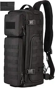Protector Plus Tactical Sling Bag Military MOLLE Crossbody Pack (Patch Included)